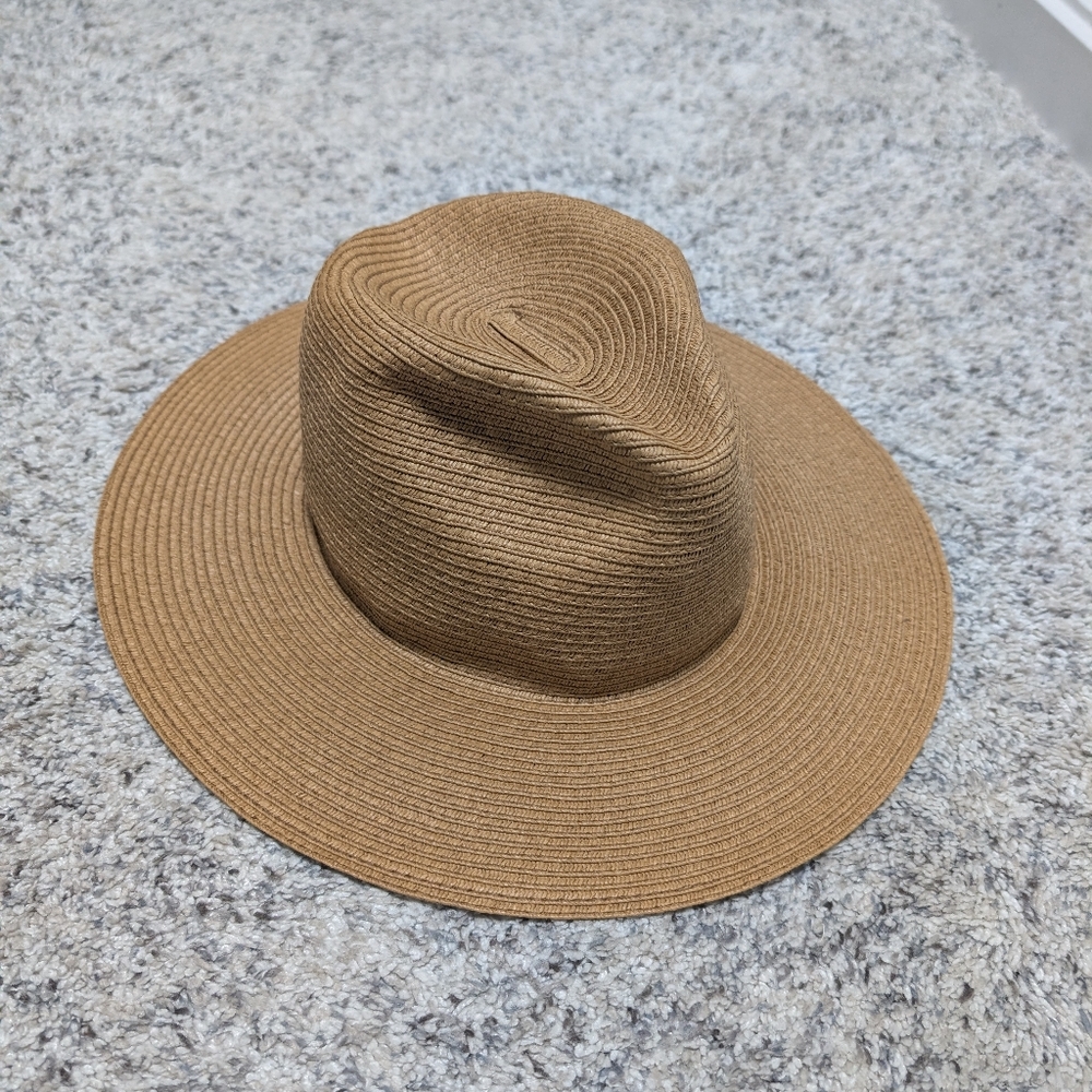 Madewell Wide Brim Straw Fedora in Tan